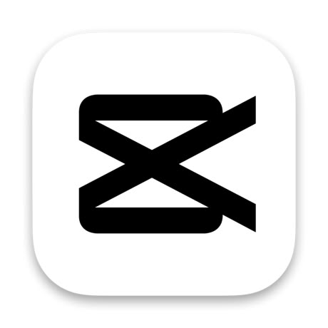 CapCut logo with a black stylized ribbon-shaped symbol on a white rounded-square background