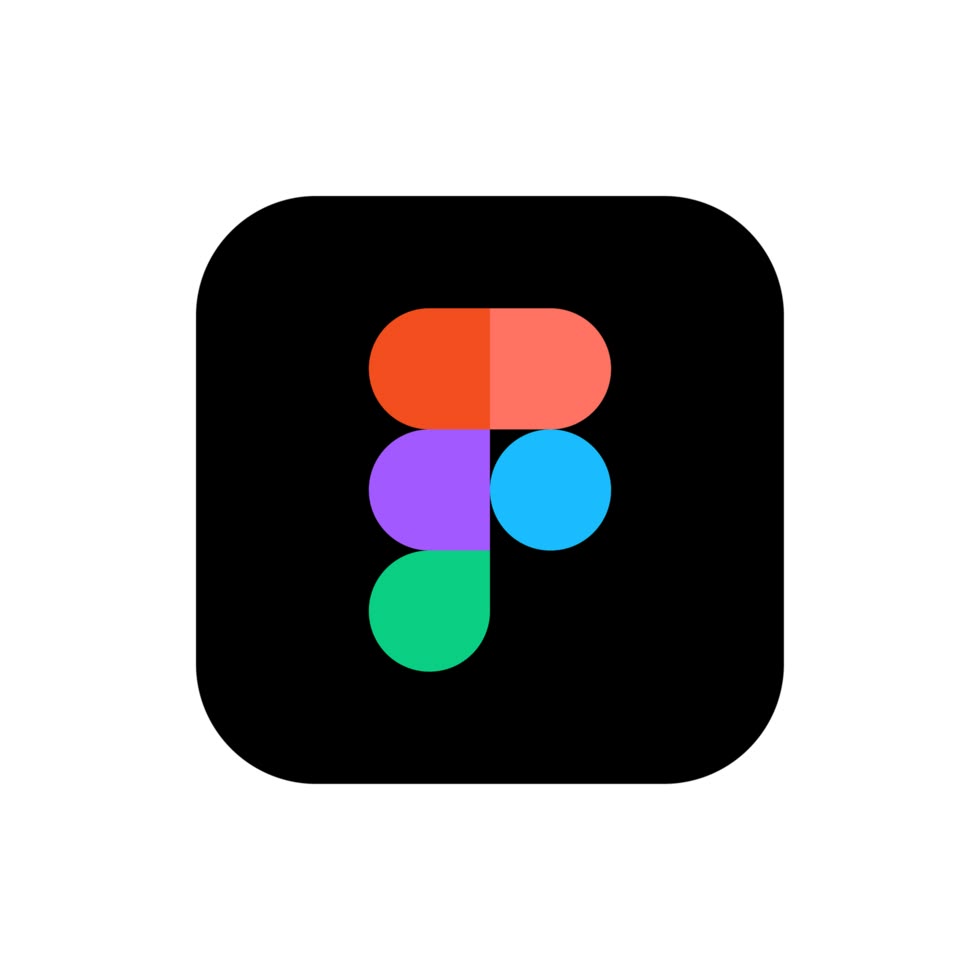 Figma logo with colorful geometric shapes on a black rounded-square background