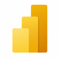 Microsoft Power BI icon representing interactive dashboards, business intelligence, data visualization, real-time analytics, and reporting solutions.